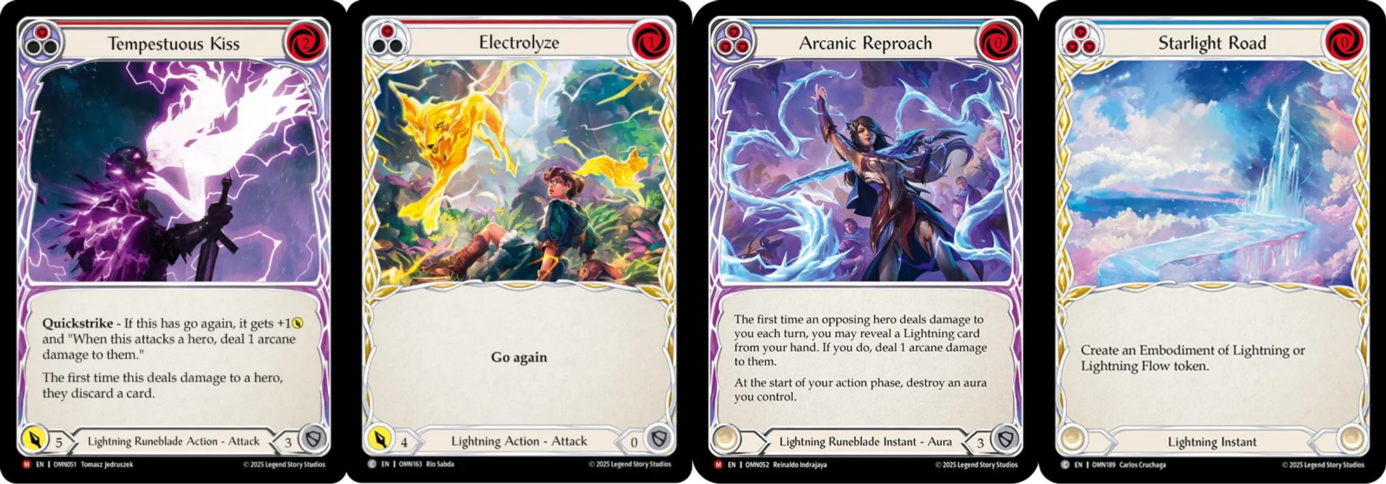 tempestuous kiss, electrolyze, arcanic reproach, starlight road
