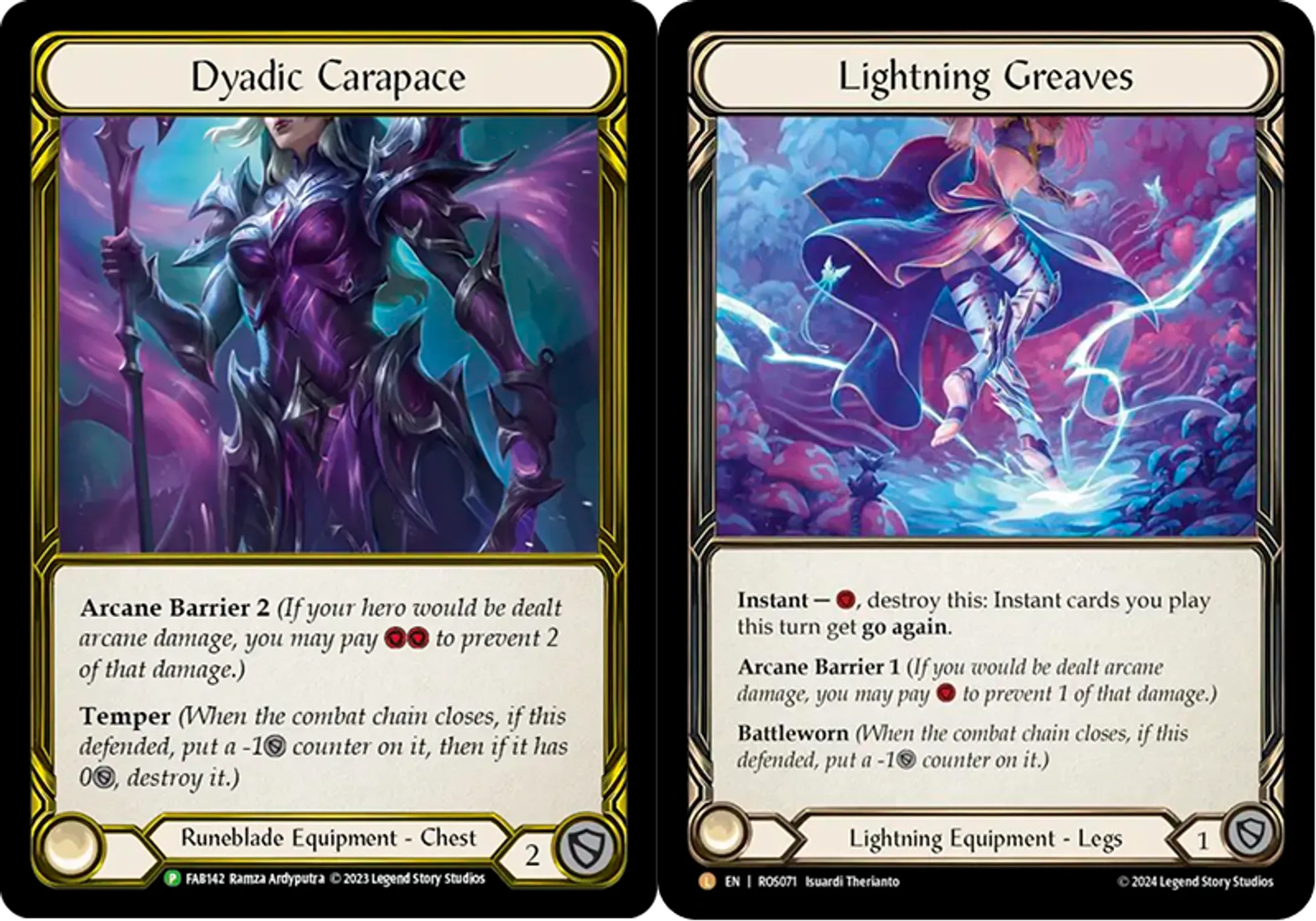 Dyadic carapace and lightning greaves