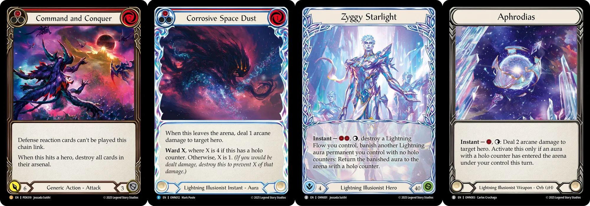 Command and Conquer, Corrosive Space Dust, Zyggy Starlight, Aphrodias