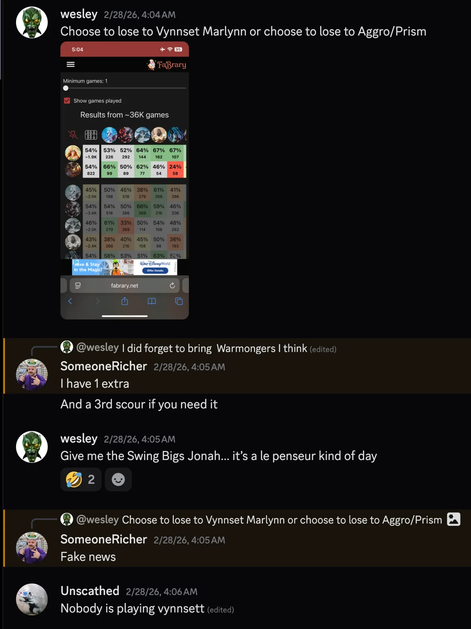 Wesley trying to explain that Vynnset and Marlynn are scary over Discord