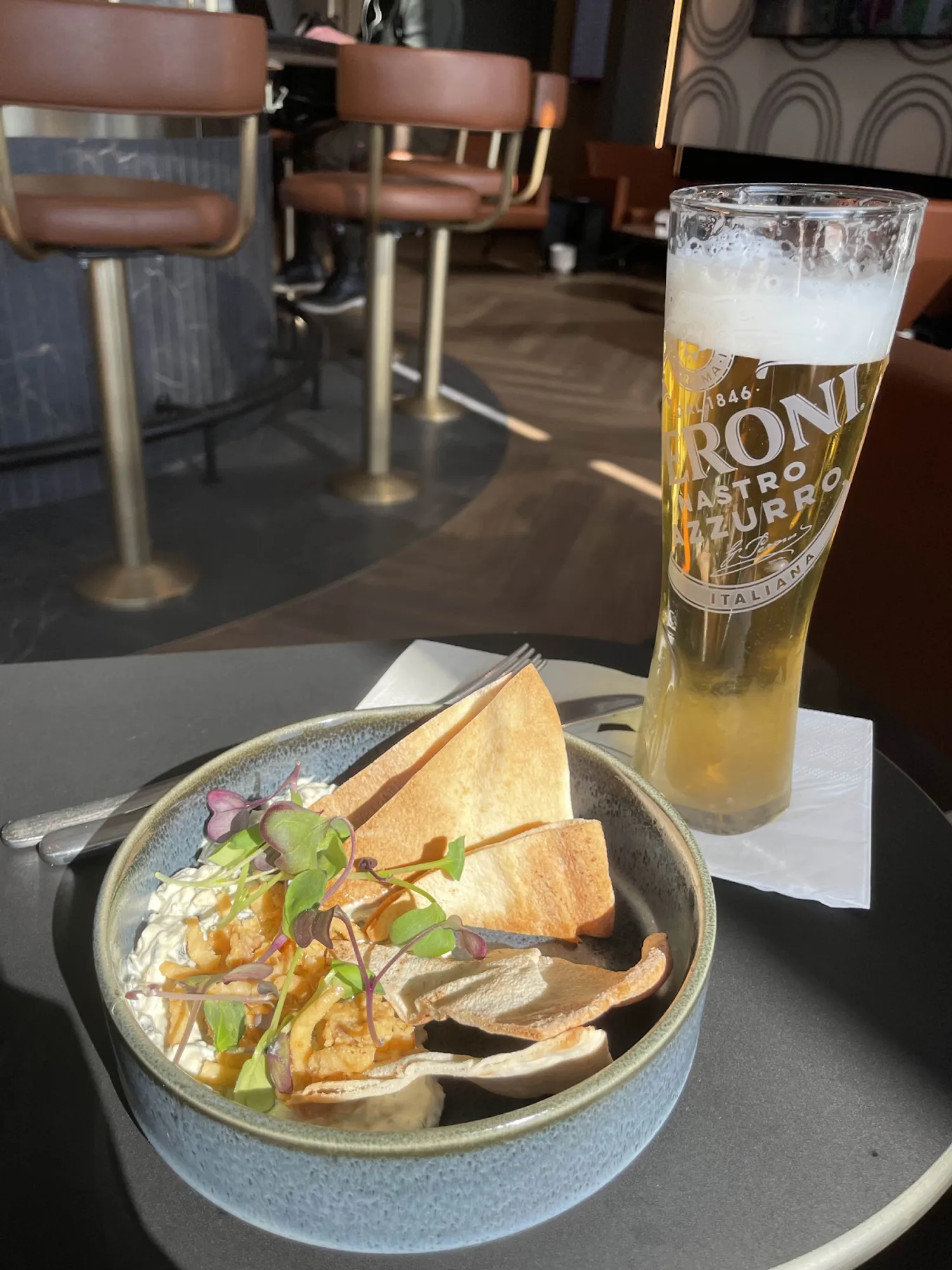 Spinach dip and beer
